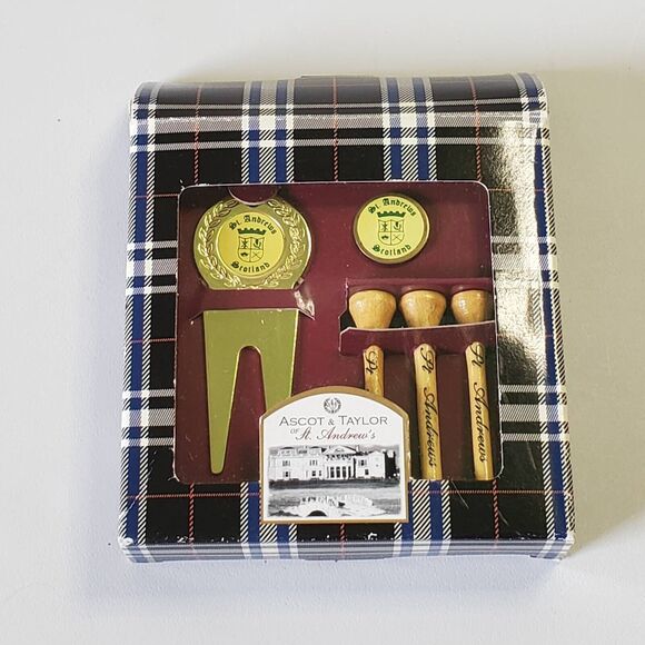 Ascot & Taylor Of St Andrews Divot Repair Tool New Tees Marker Gold Plated Set - Picture 3 of 13